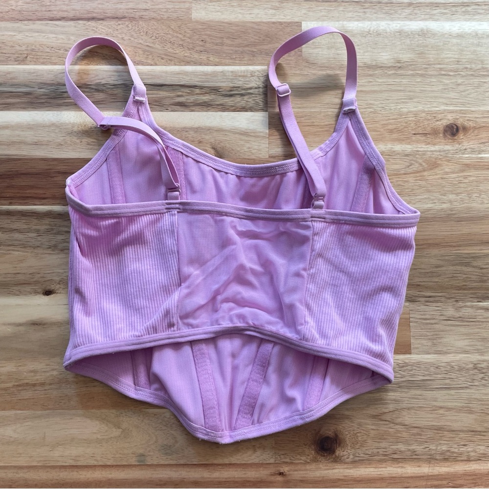 Pink Ribbed Corset Top - Picture 2 of 4